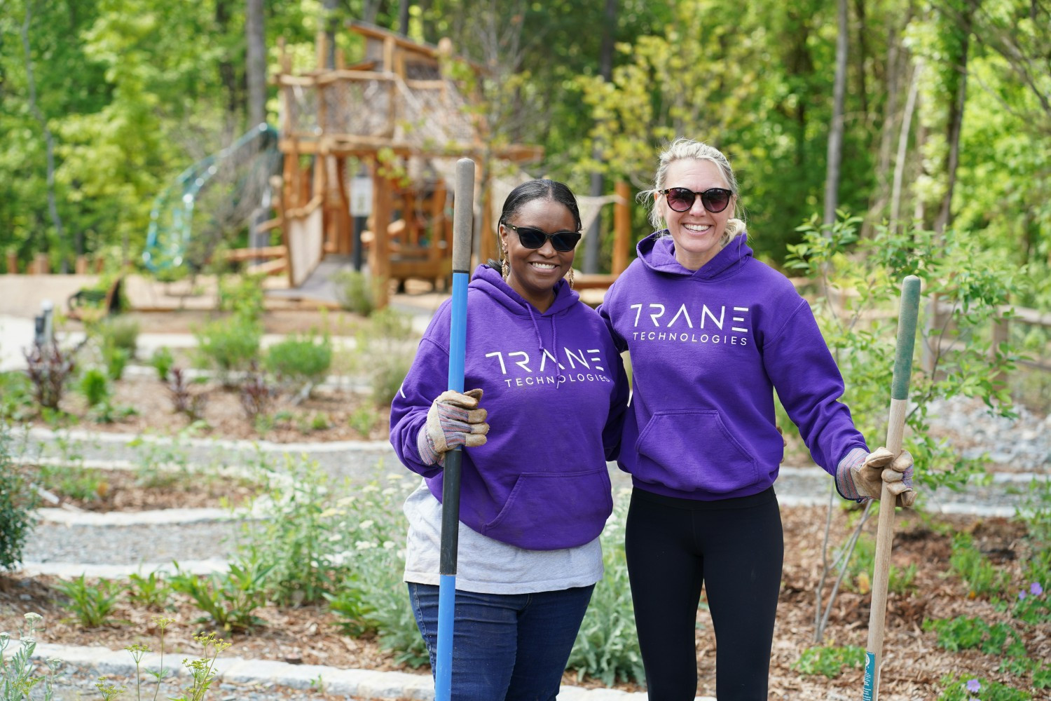 Trane Technologies employees enjoy the walking trails at the company's North American headquarters in Davidson, NC