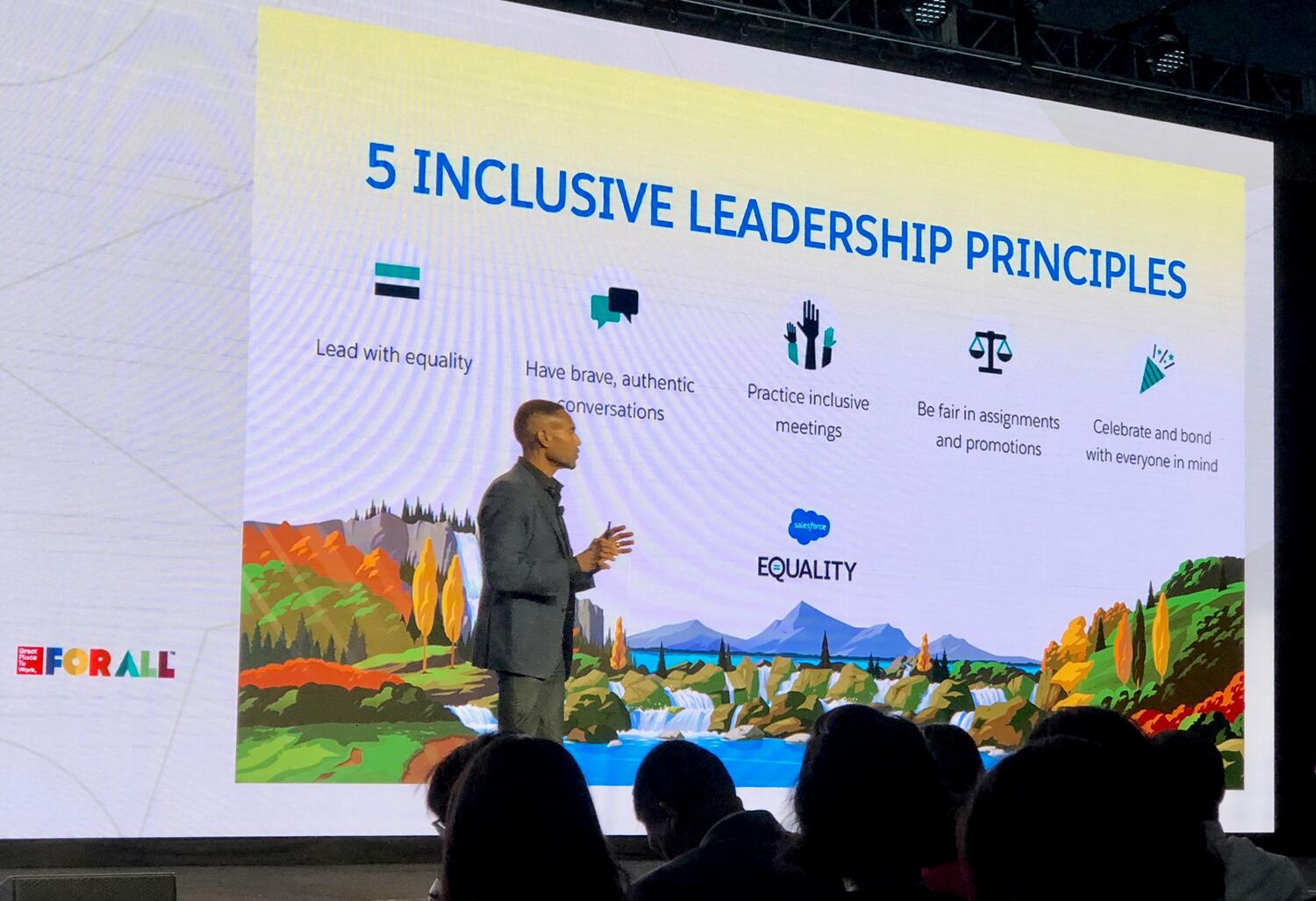 Tony Prophet, Chief Equality Officer of Salesforce delivers the Summit’s Closing Keynote