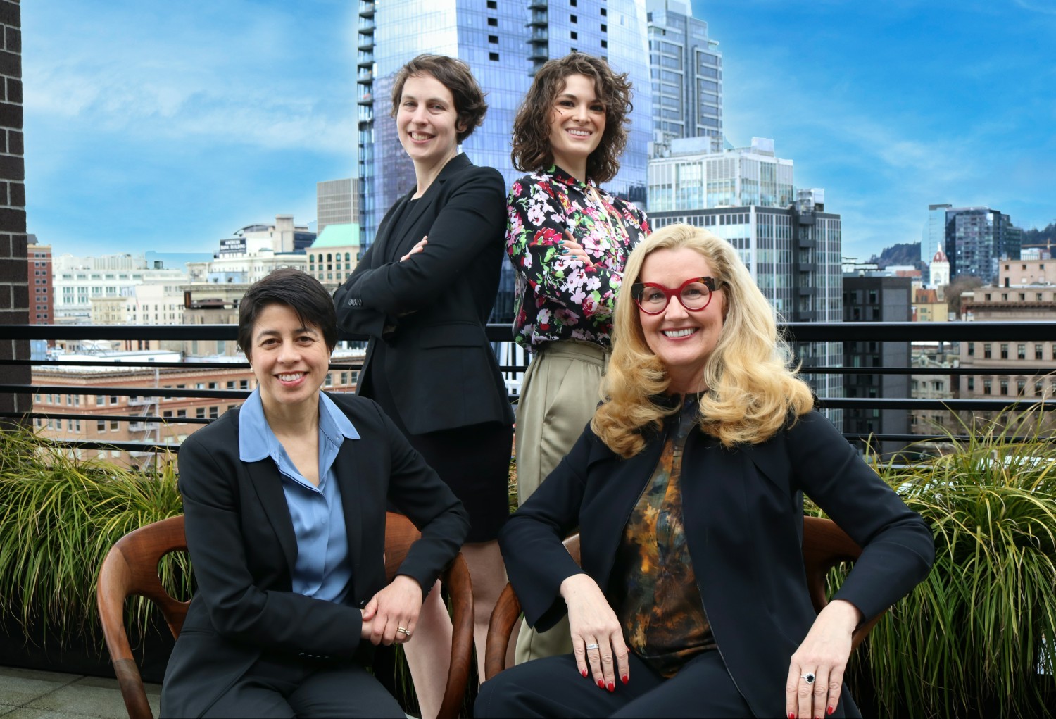 Women in leadership at Perkins Coie.  Women pictured: Julia Markley, Alletta Brenner, Holly Martinez, and Renee Rothauge