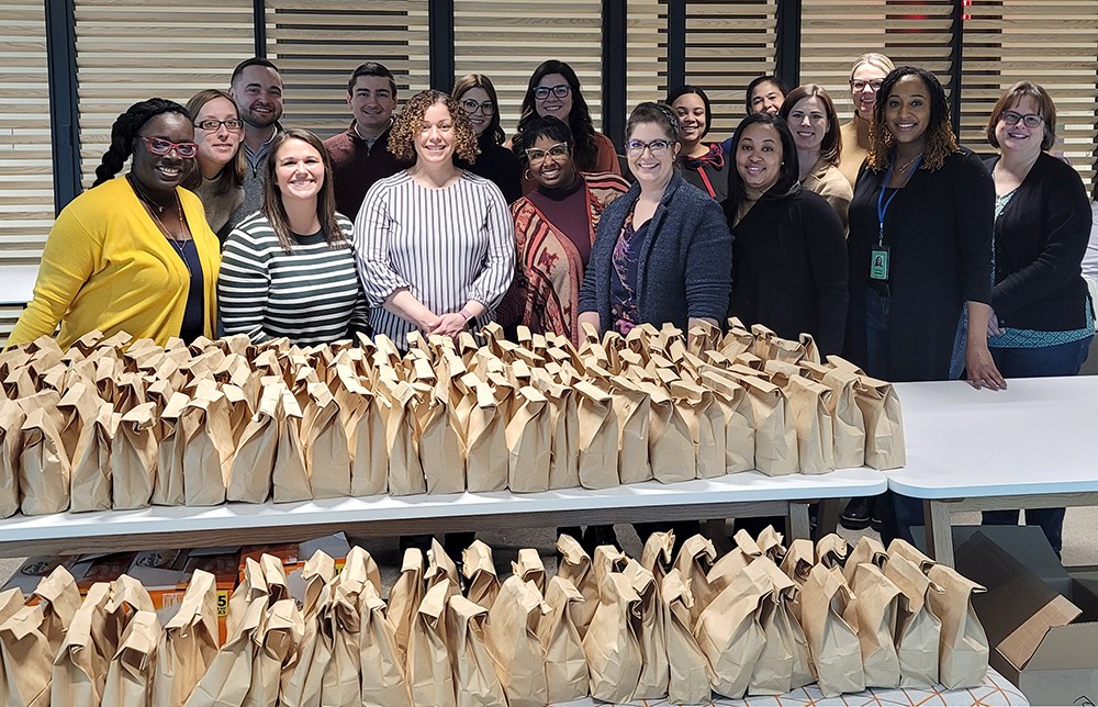 During an event for Martin Luther King Jr. Day, our staff pack more than 400 goodie bags for students at a local school.