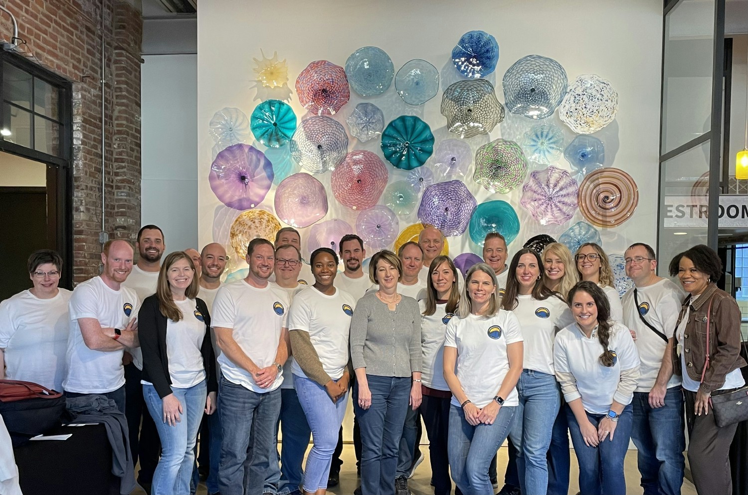 IPM St. Louis at a team-building outing at a glass blowing facility, 