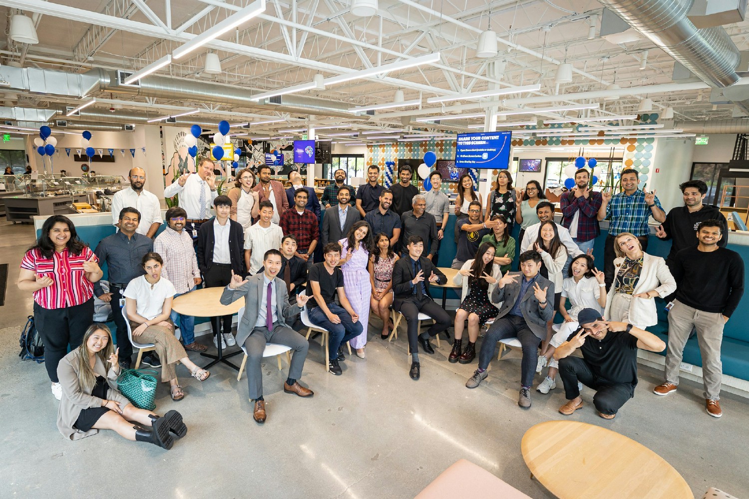 Employees celebrating Atlassian's 20th Anniversary. 