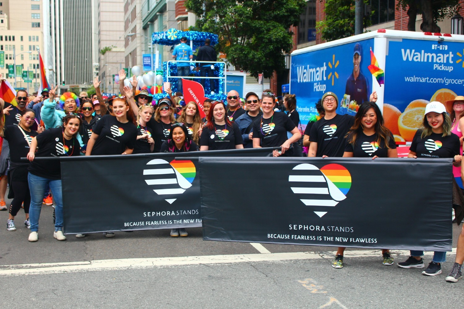 Sephora employees at the New York City Pride Parade.