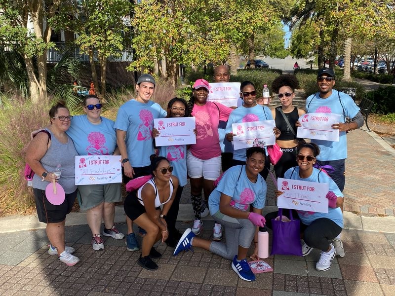 Availity associates participating in the Sista Strut 3k walk to support survivors of breast cancer.