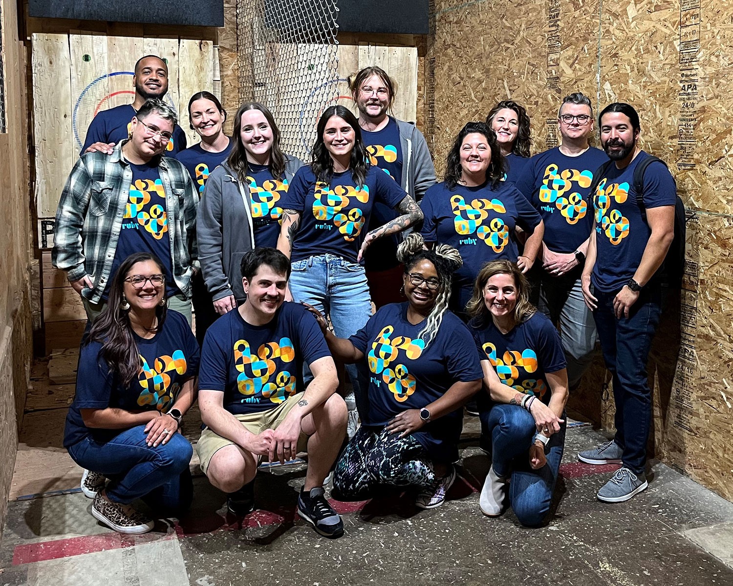Ruby's People & Culture team voted for ax throwing for their team building offsite.  