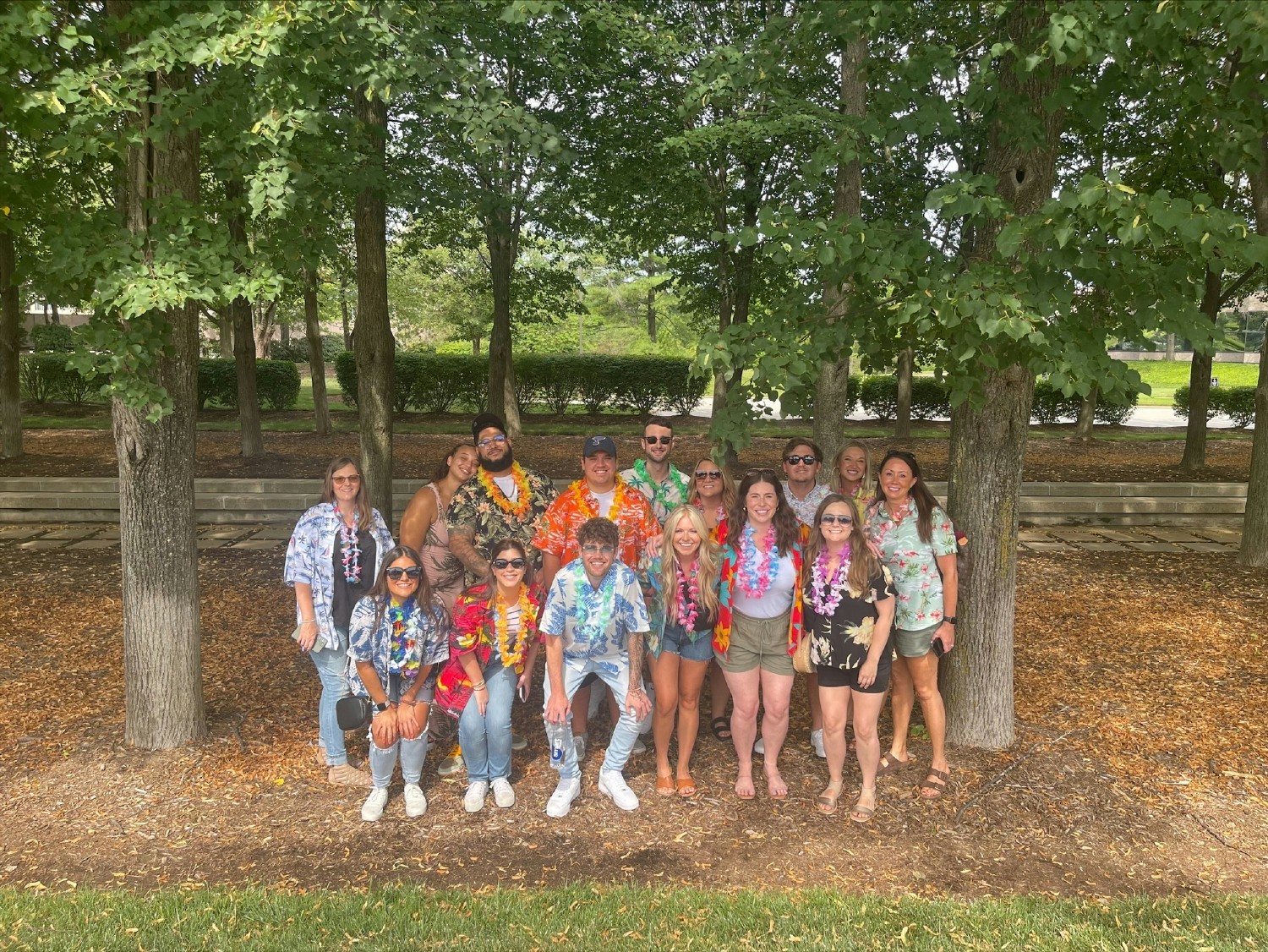 Kforce's St. Louis team is all smiles after a Hawaiian themed get together. 