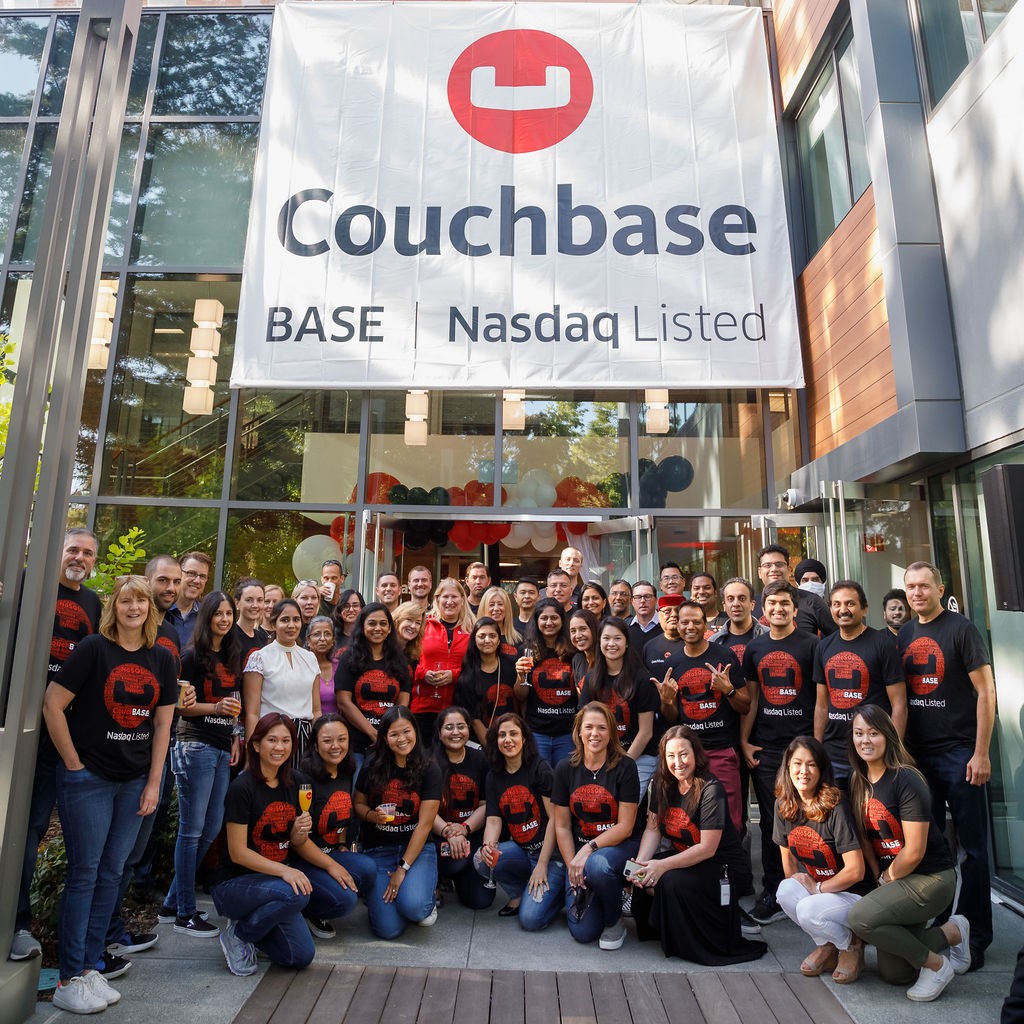 Couchbase employees celebrating IPO day