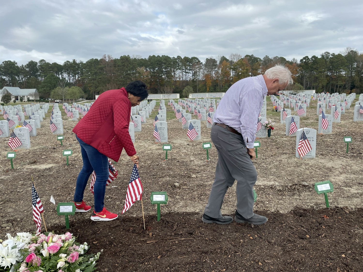 Associates placed flags on cemeteries on Veteran's Day to pay tribute to the men and women who served our country.