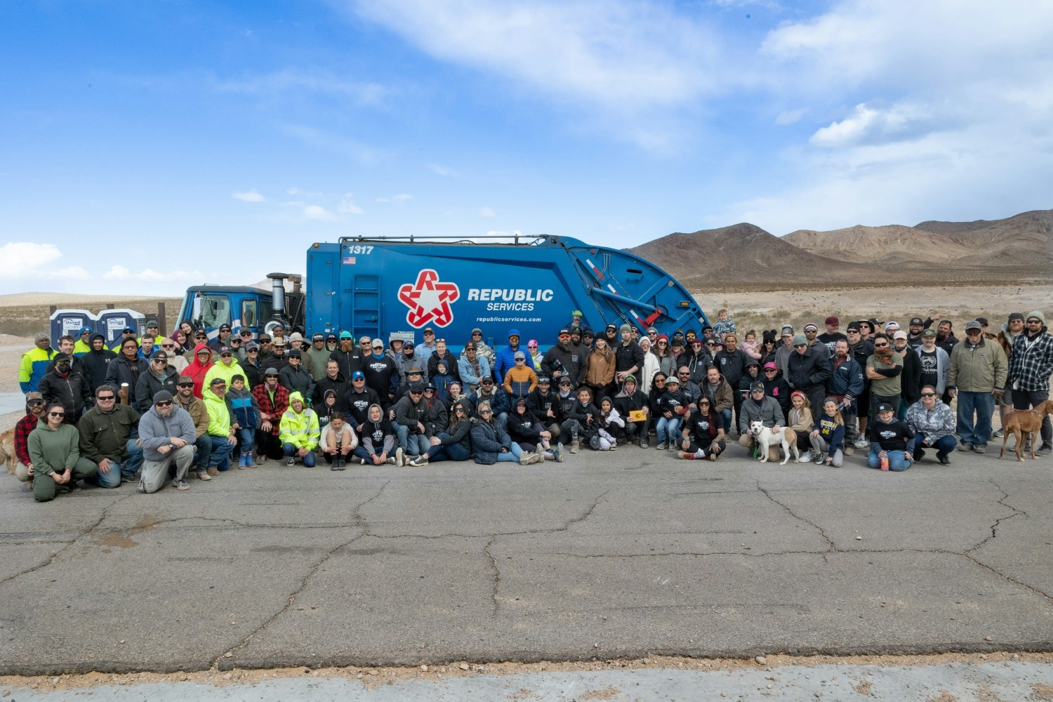 Volunteers organized by Republic Services gather annually to remove illegally dumped waste from the Mojave Desert.