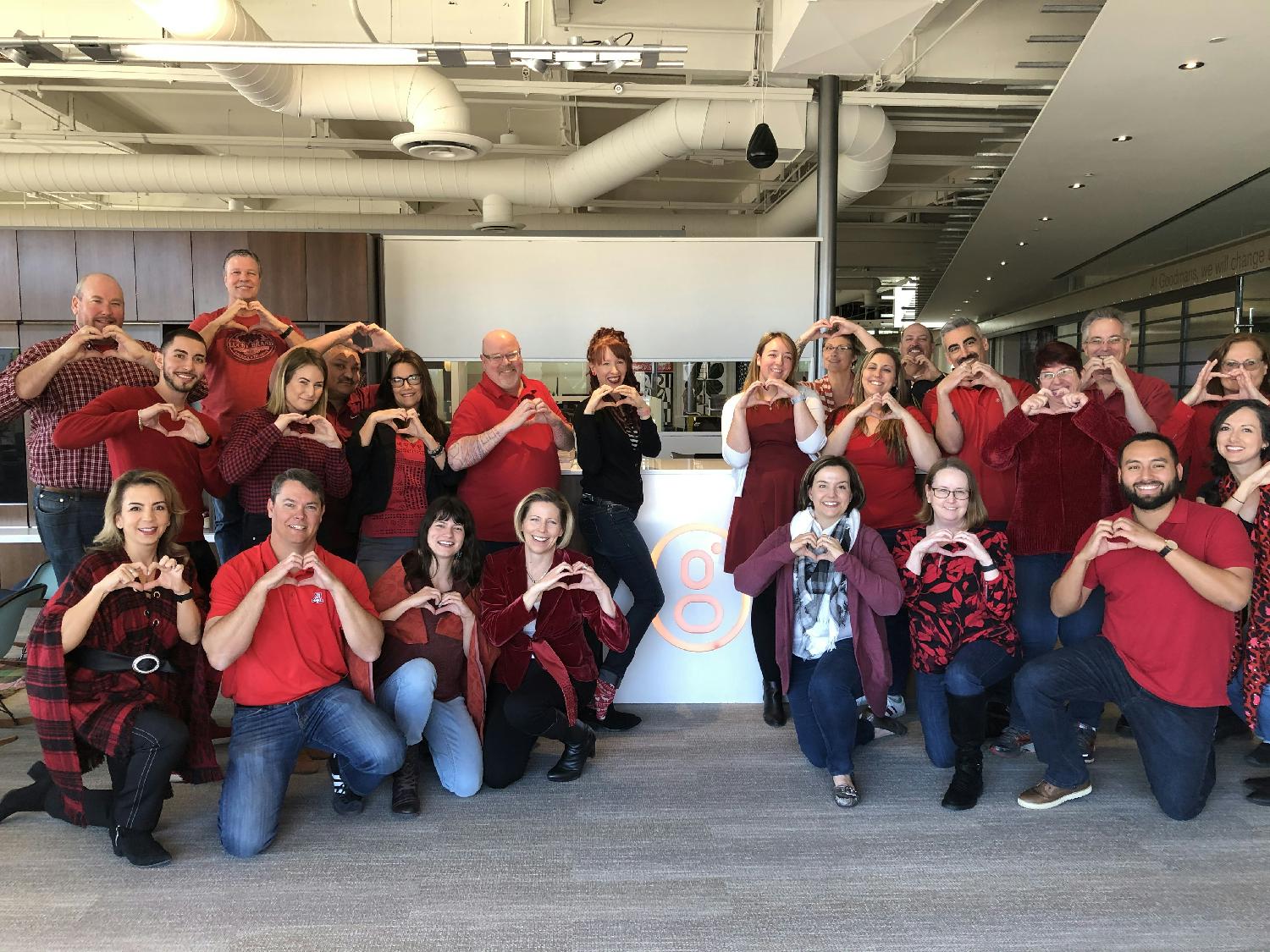 Our team celebrate Wear Red day in honor of stroke awareness.