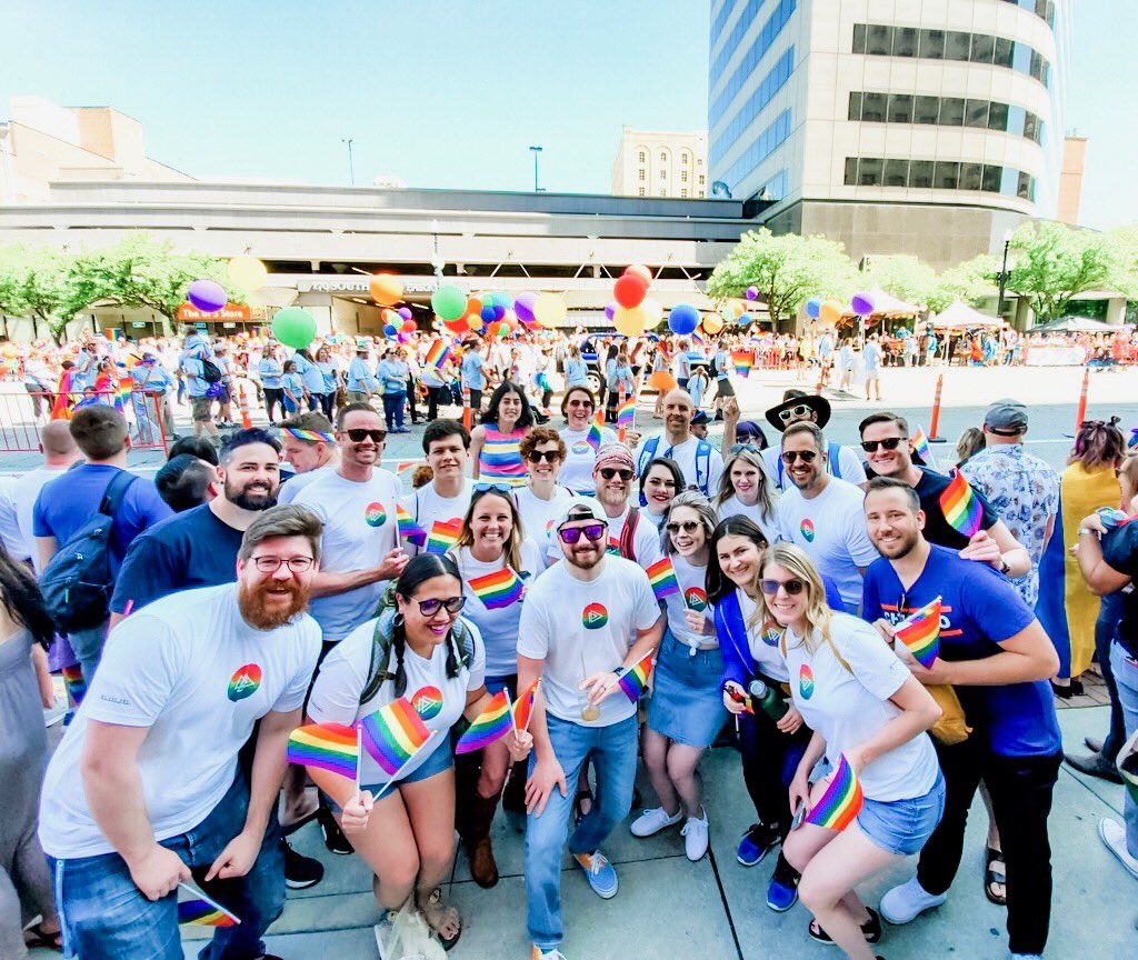 Pluralsight co-founder and CEO Aaron Skonnard and team members at the 2019 Salt Lake City Pride Parade