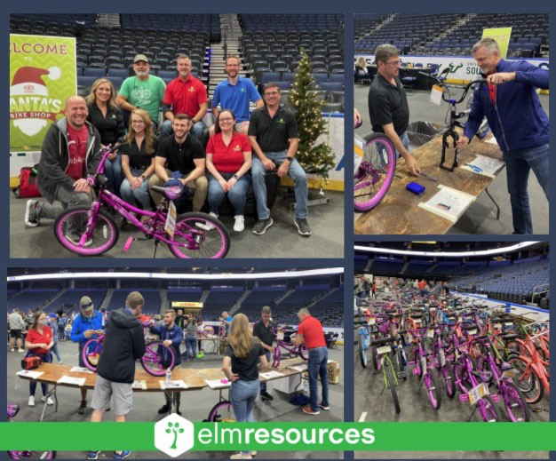 ELM Gives Back:  OnBikes bike assembly for the holidays.