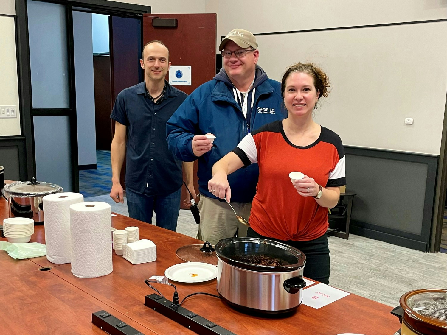Tasting chili for our Chili cook off!