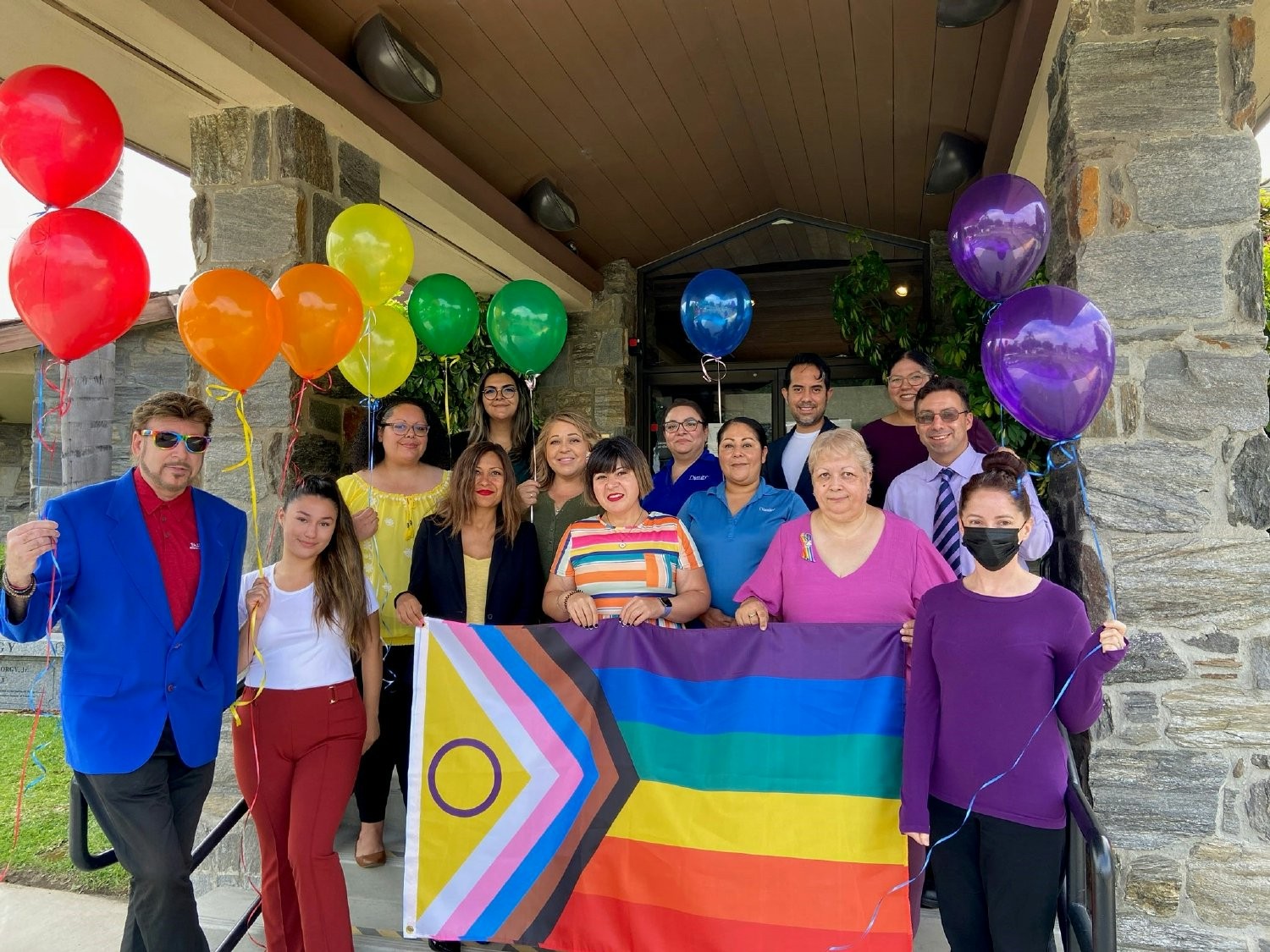 Associates in Santa Ana, California show their pride for the LGBTQ+ community.  