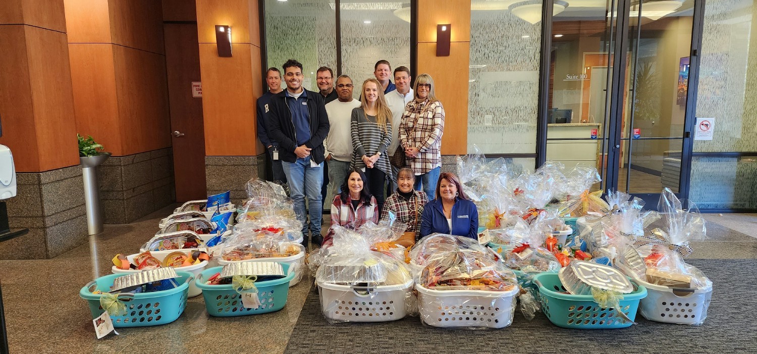 The General's Veterans Business Resource Group came together to package 34 baskets for Veteran families in need.