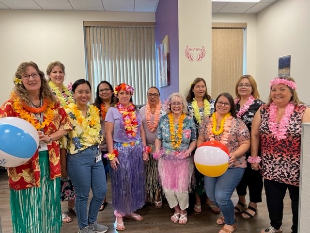 Summer Luau with frozen Italian Ices Provided to our employees