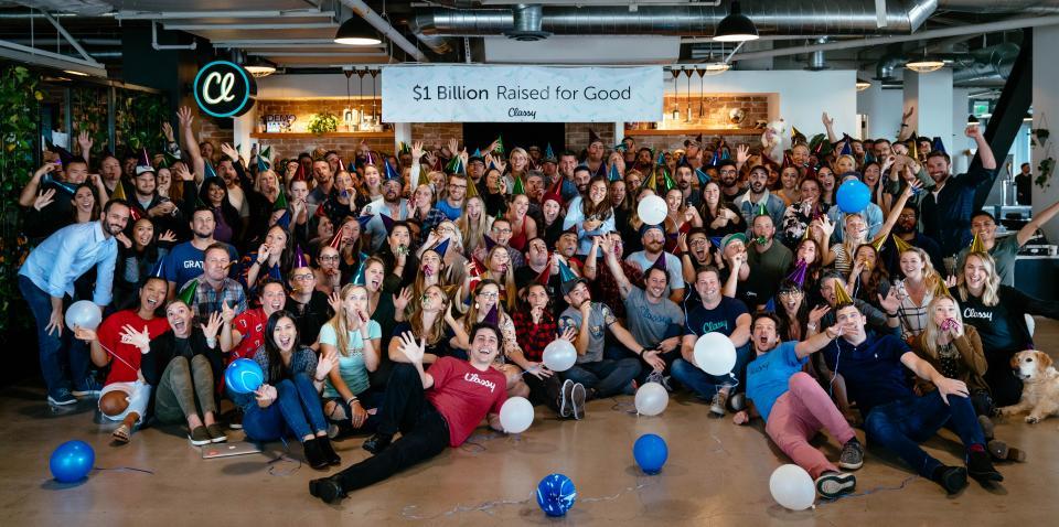 The Classy staff celebrates $1 billion raised on the platform in October 2018