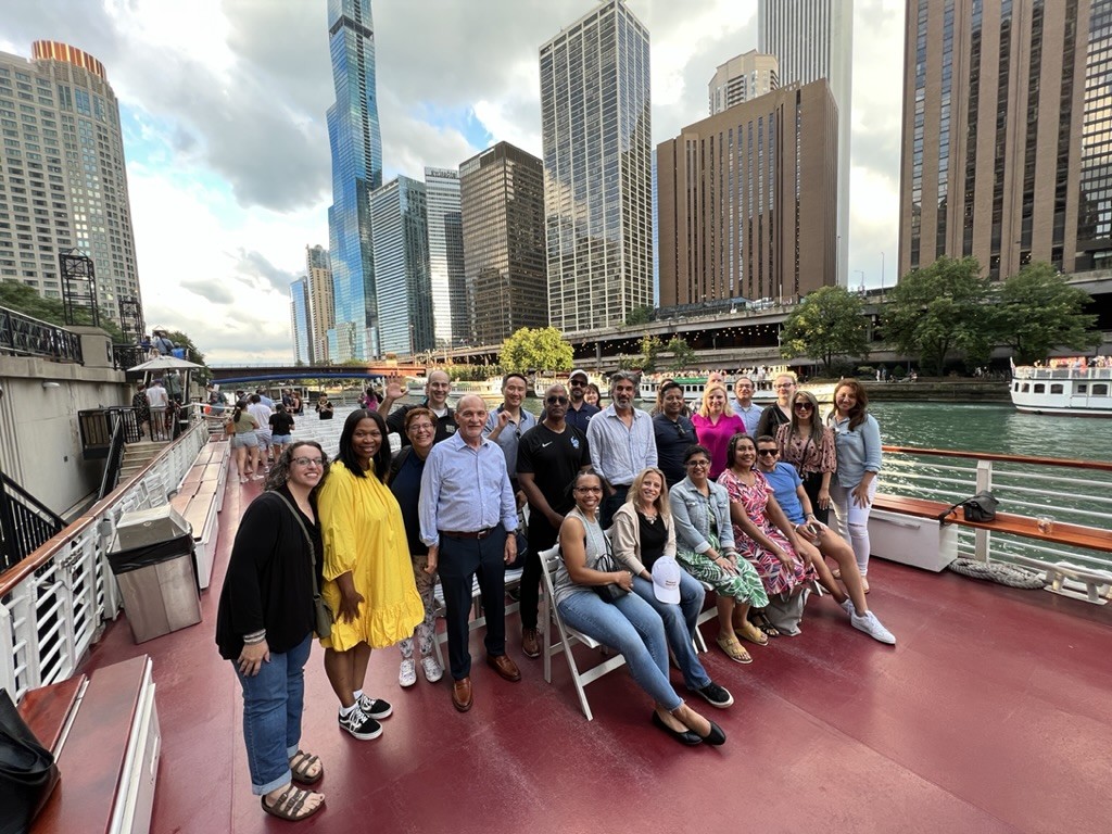 The Rimini Street Ethics and Compliance team learning the Chicago River Walk on an iconic Architectural Tour.