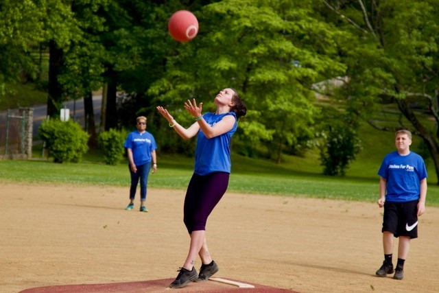 Great action shot from the kickball game!