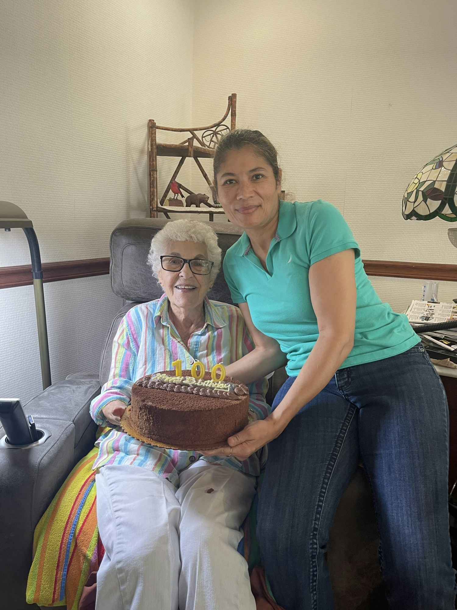 Our caregiver and her client celebrating another milestone birthday!