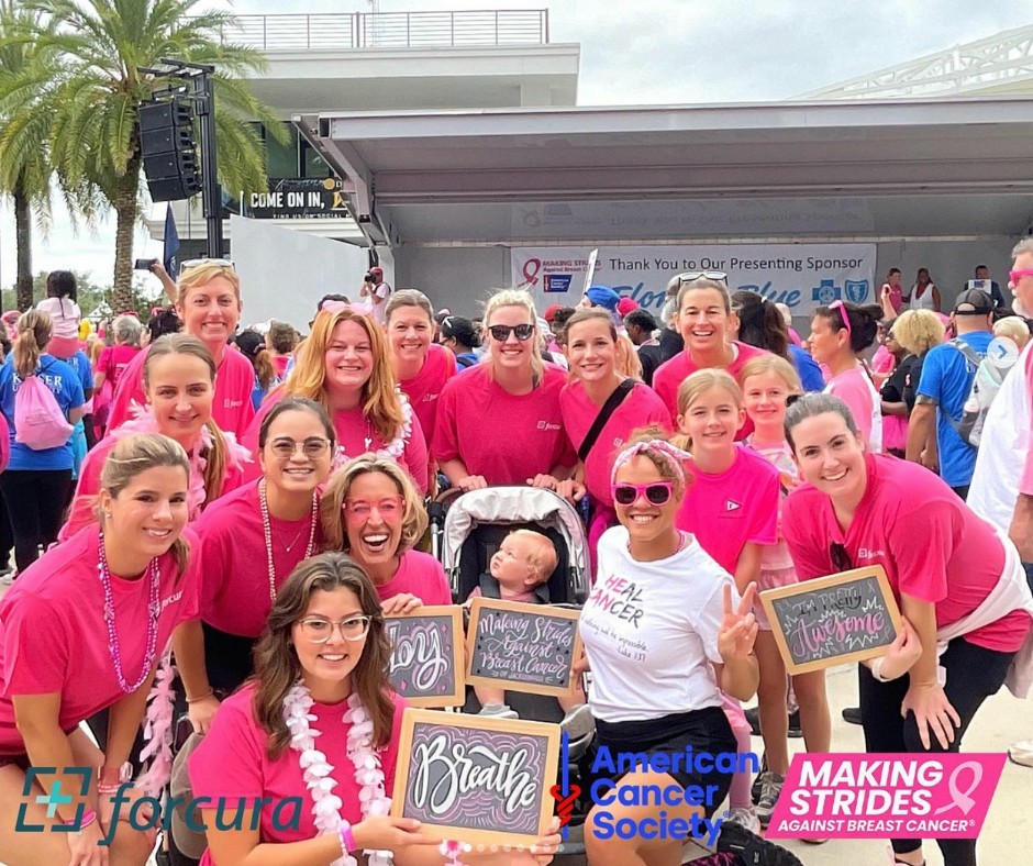 Forcura employees volunteer off-site regularly, including charity walks with First Coast Strides.