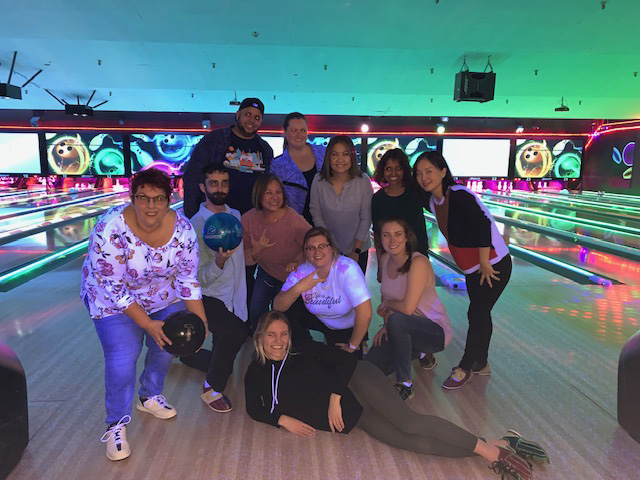 Bowling Outing for Conviva's Holiday Party Flash Mob Team