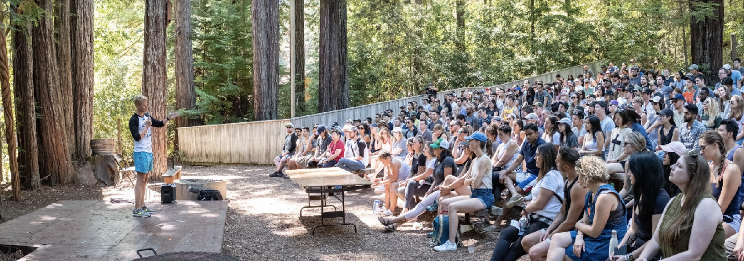 Reddit CEO, Steve Huffman, giving a speech to employees at “Camp Reddit.