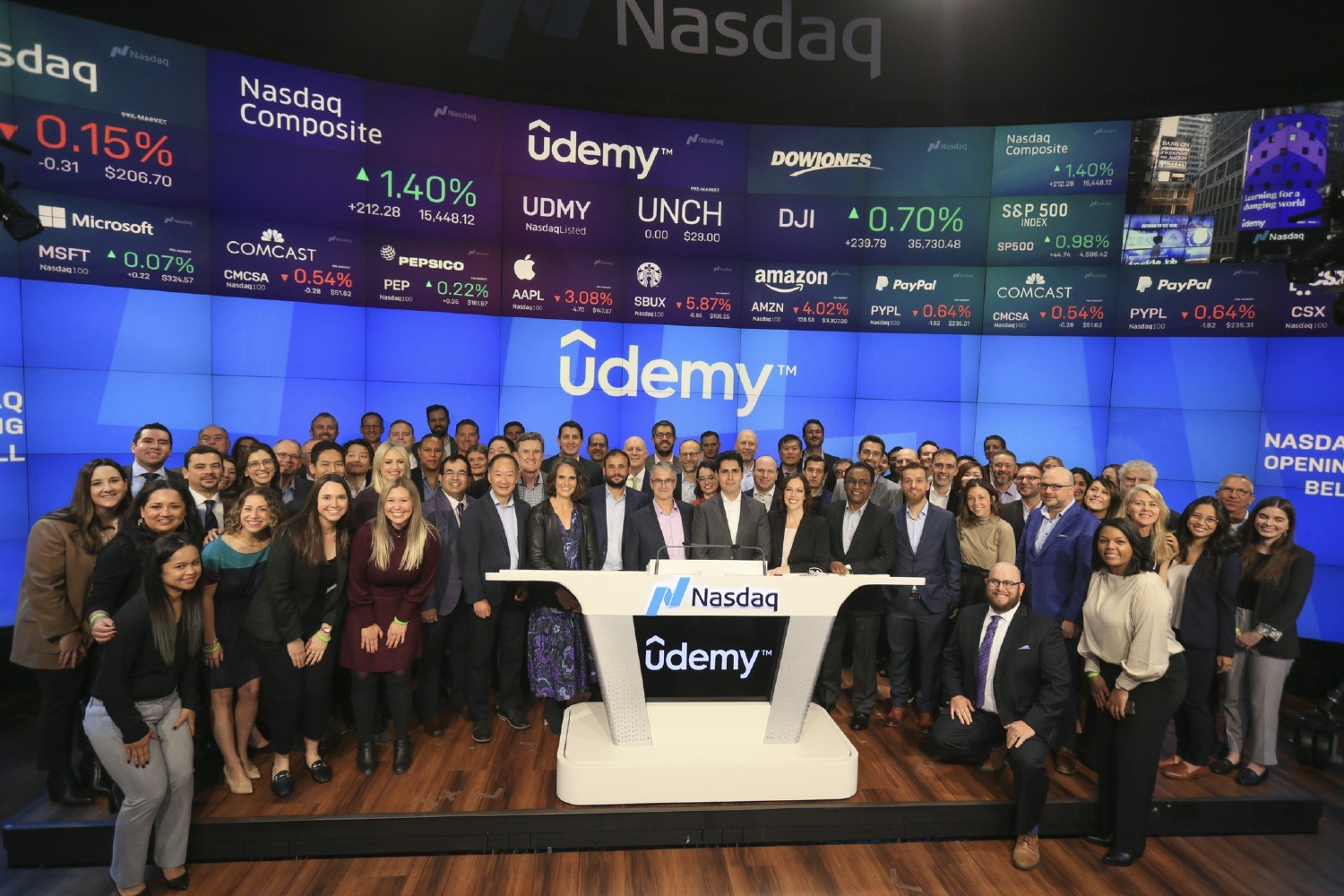 Udemy team at IPO
