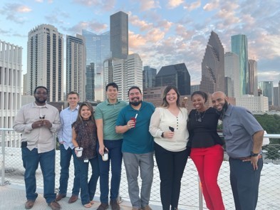 Team hangouts are the best! A team Happy Hour on the top floor of our building in Downtown - Houston.