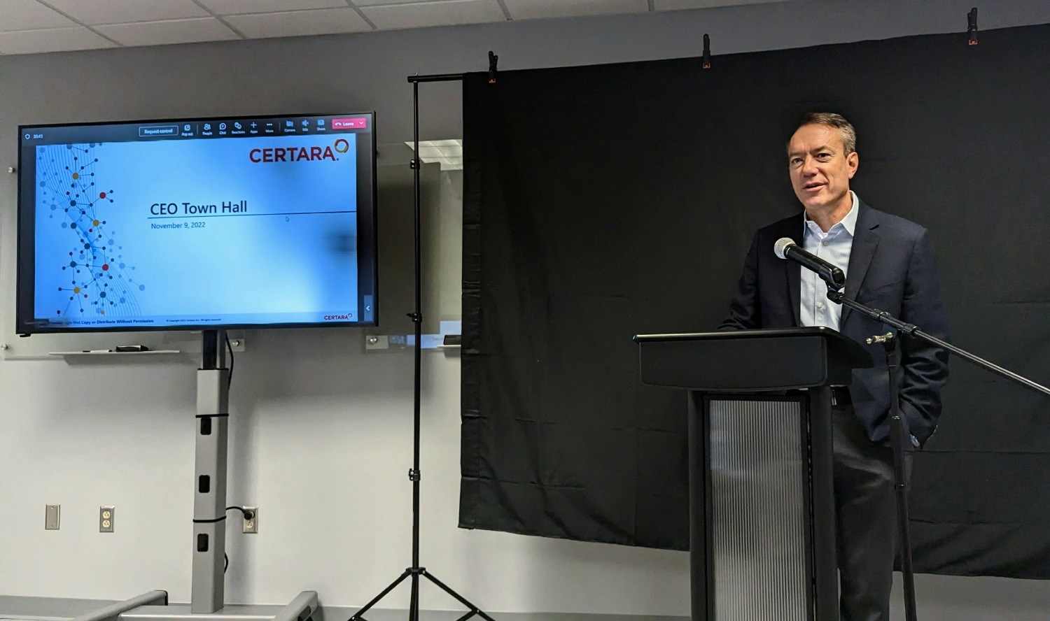 CEO William Feehery presenting at a Town Hall meeting