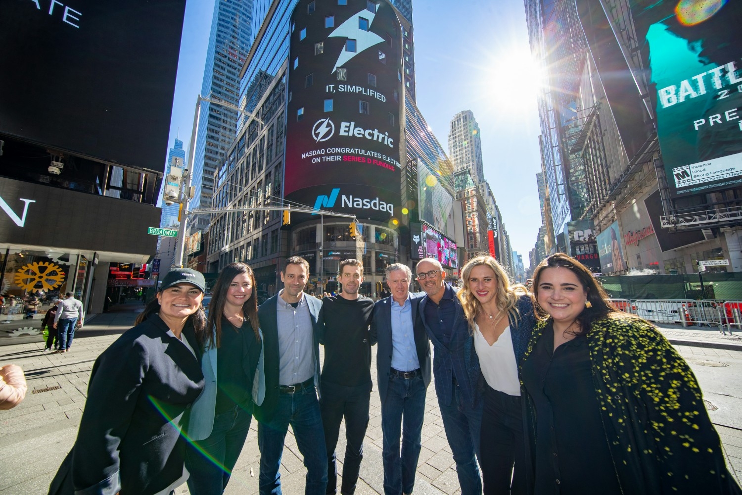 Exec Team in Times Square! Series D funding announcement!