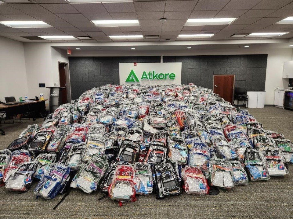Atkore Gives Out 1800 Bookbags to the Community at Back 2 School Drive