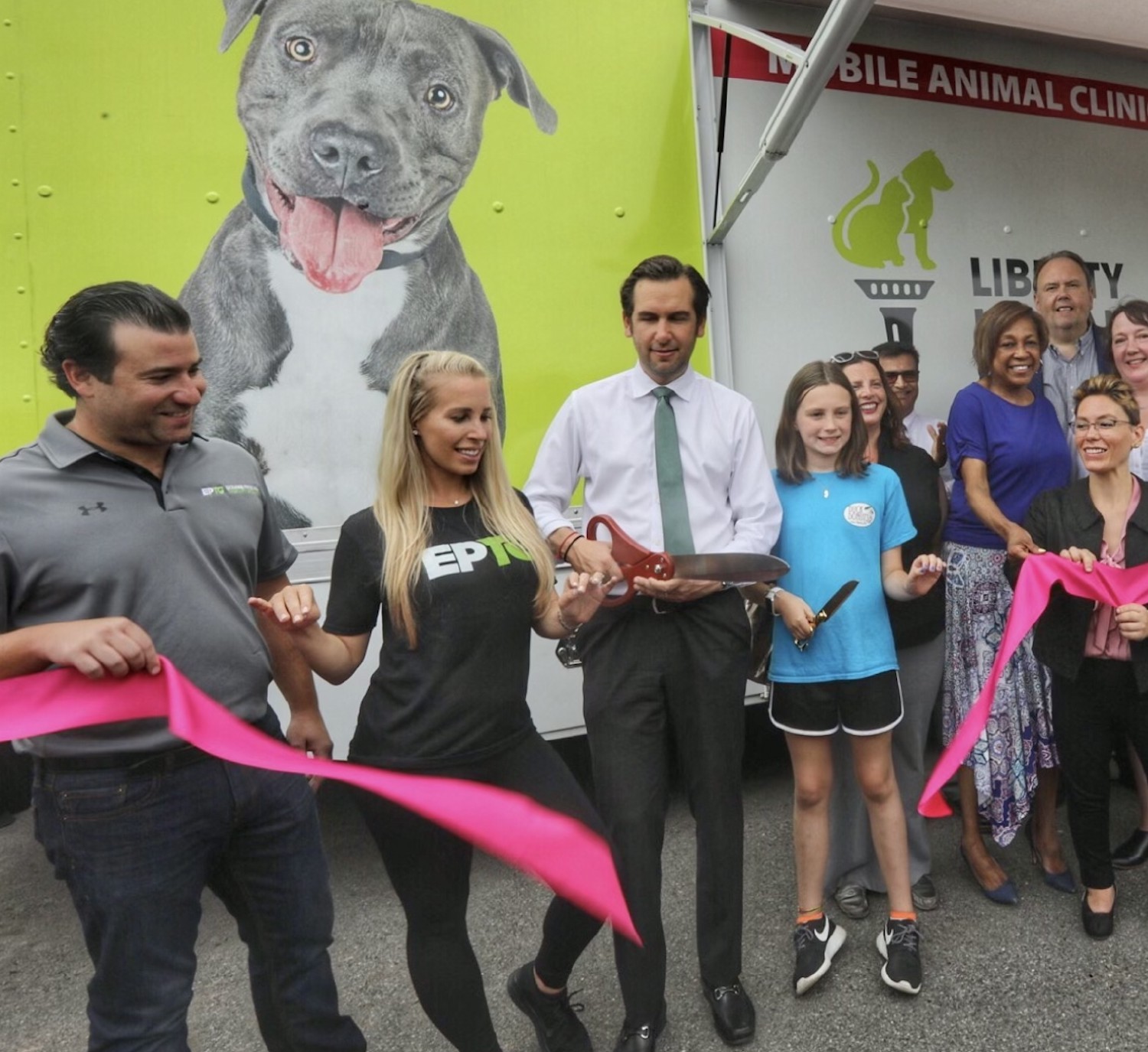 Ribbon Cutting for spay/neuter surgical van for Liberty Humane Society, initially funded by EPTG fundraiser.
