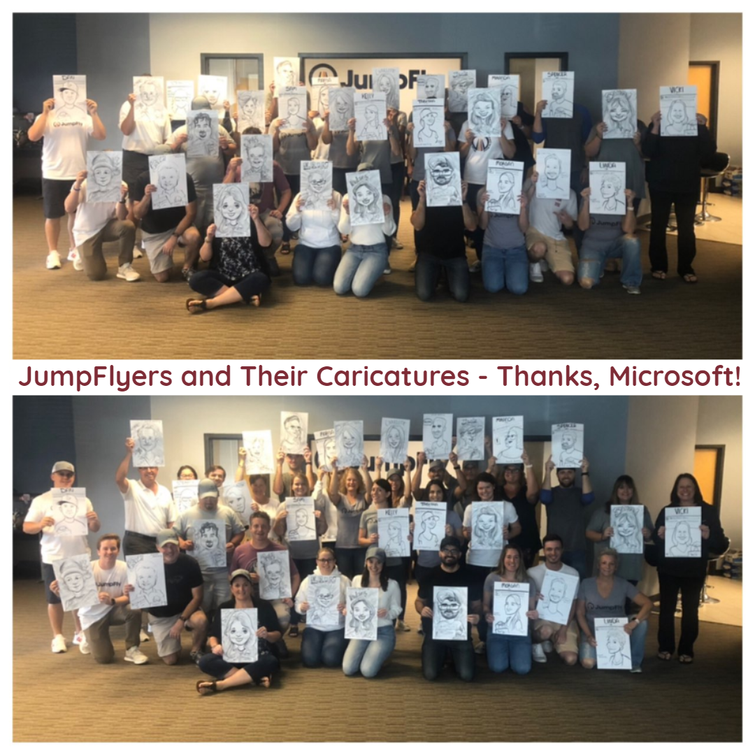 JumpFly Staff with Caricatures thanks to Microsoft Advertising
