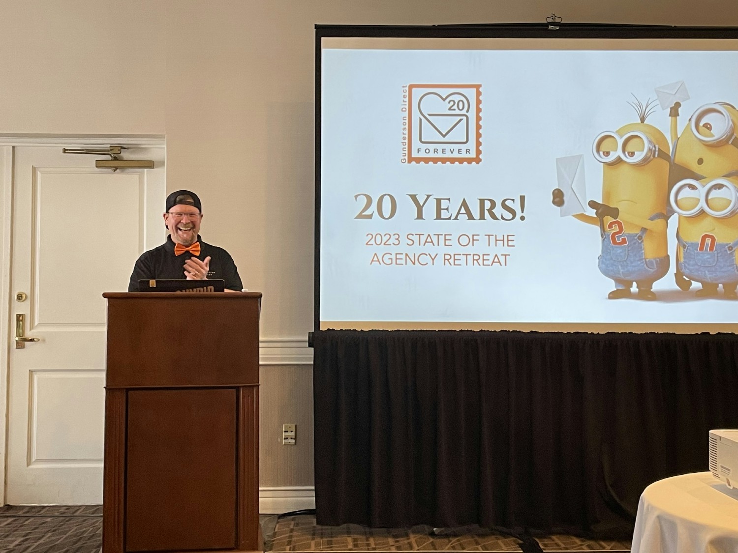 President Mike Gunderson giving a State of the Agency presentation during our 20th anniversary weekend in Hollywood