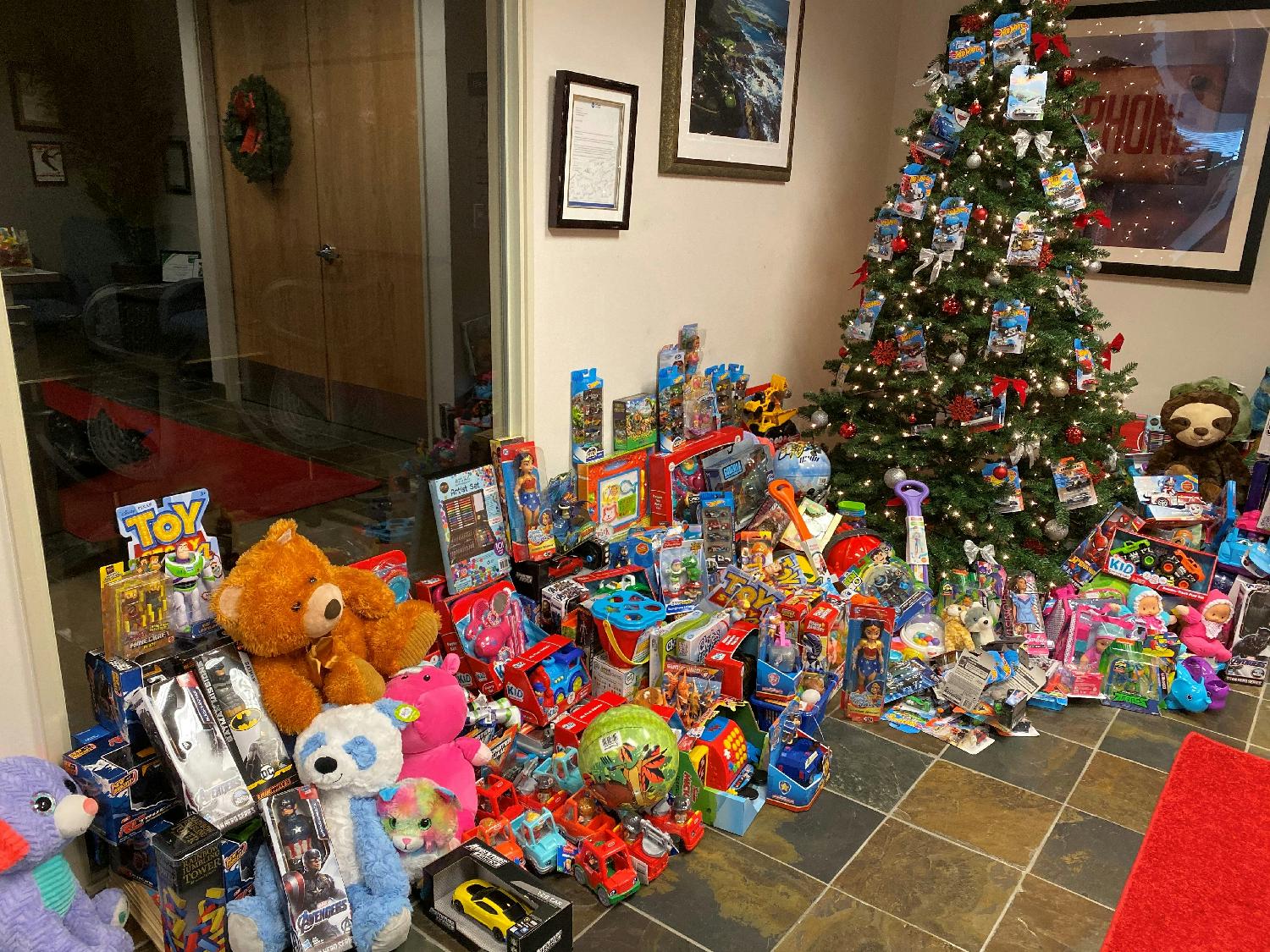Annual Toy Drive - 2019. Raised $3200 and bought over 350 toys and donated to Toys for Tots