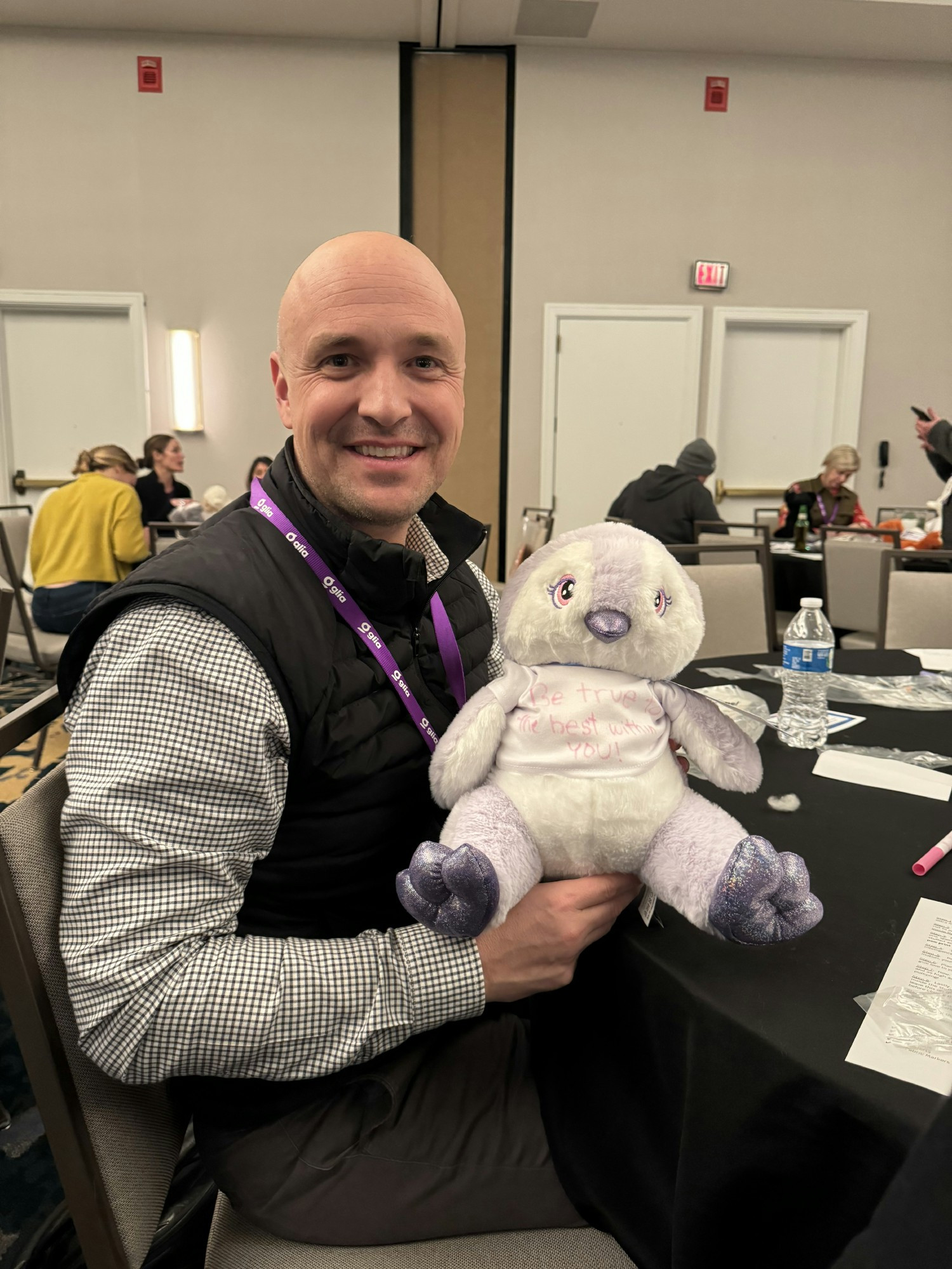 A Glia Leader showing off the build a bear he made!
