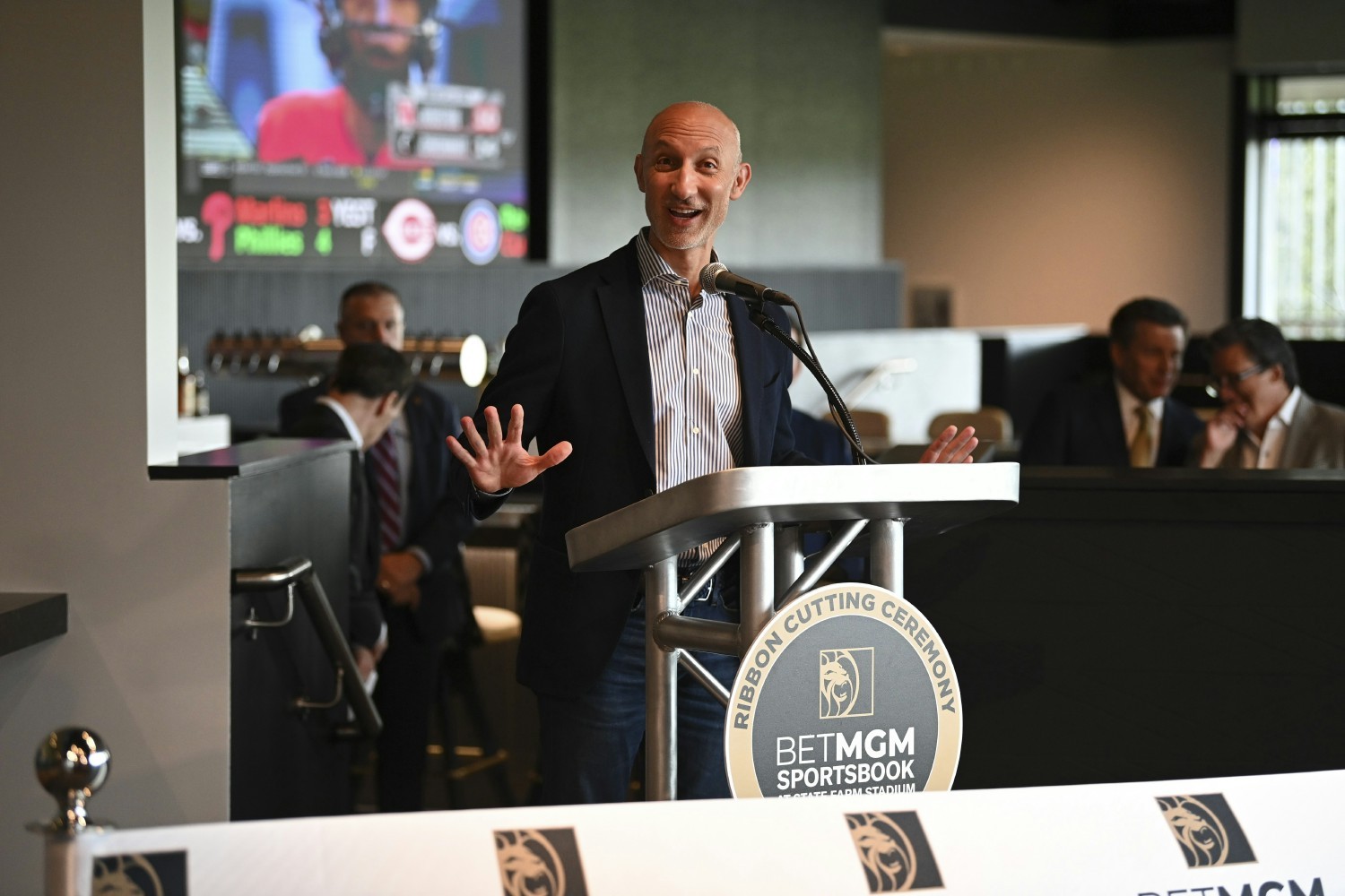 CEO Adam Greenblatt delivers remarks at the opening of the BetMGM Sportsbook at State Farm Stadium.