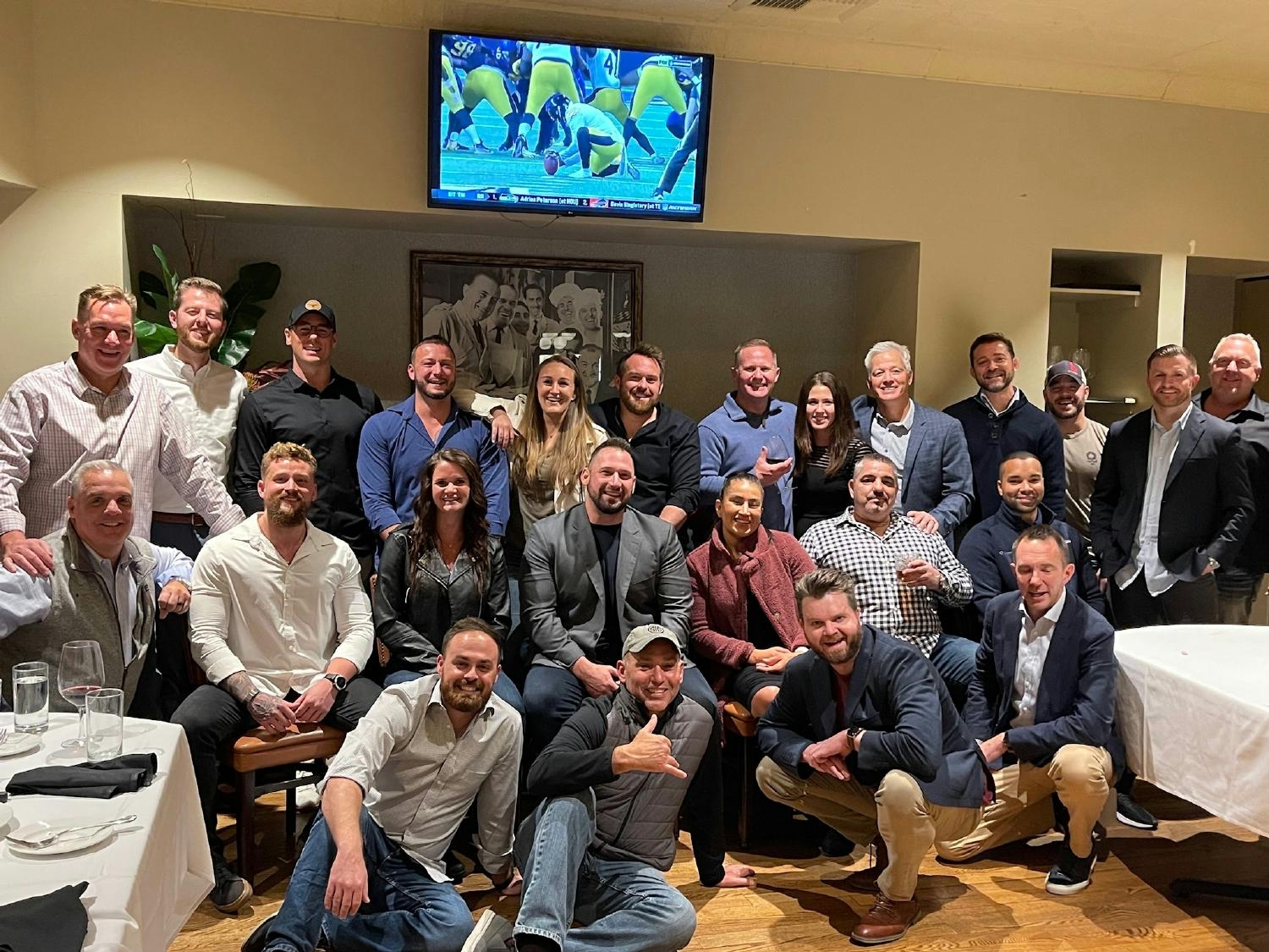 A team dinner at the 2021 IPSB Close Protection Conference to welcome in several new protectors into the Patriot Family!