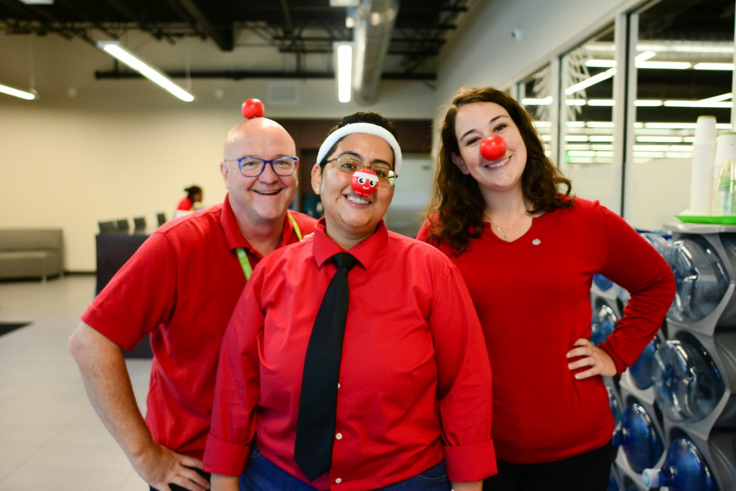 Premier Team celebrating Red Nose Day to raise awareness and money to help end child poverty.