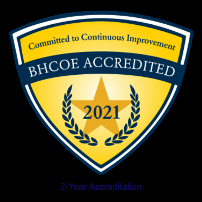 We are accredited by the Behavioral Health Center of Excellence