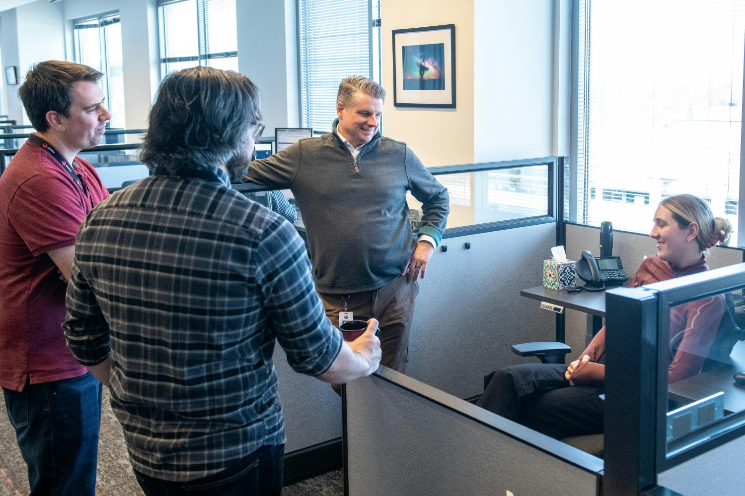 Quartus CEO John Williams visits and chats with employees in the Herndon, VA office.