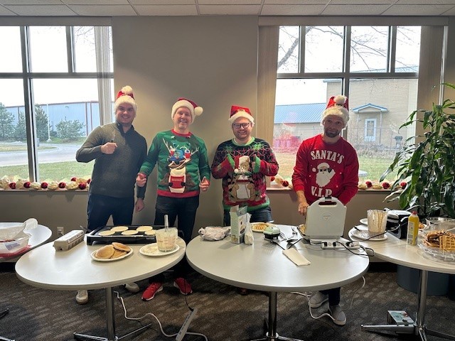 Celebrated Christmas by having some of our Leadership team serve the organization breakfast!