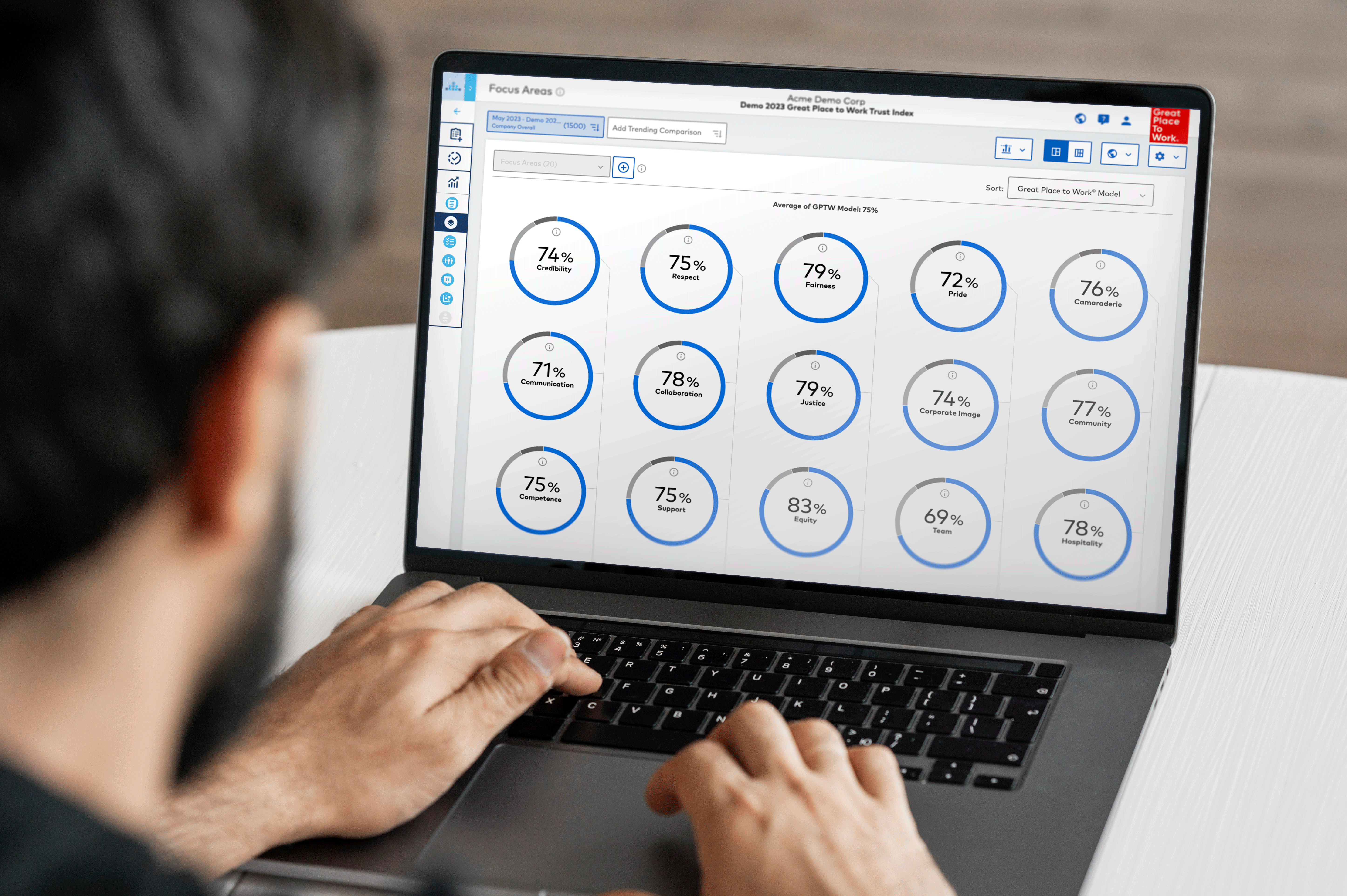 Analyze employee survey results at a granular level to identify strength and gaps