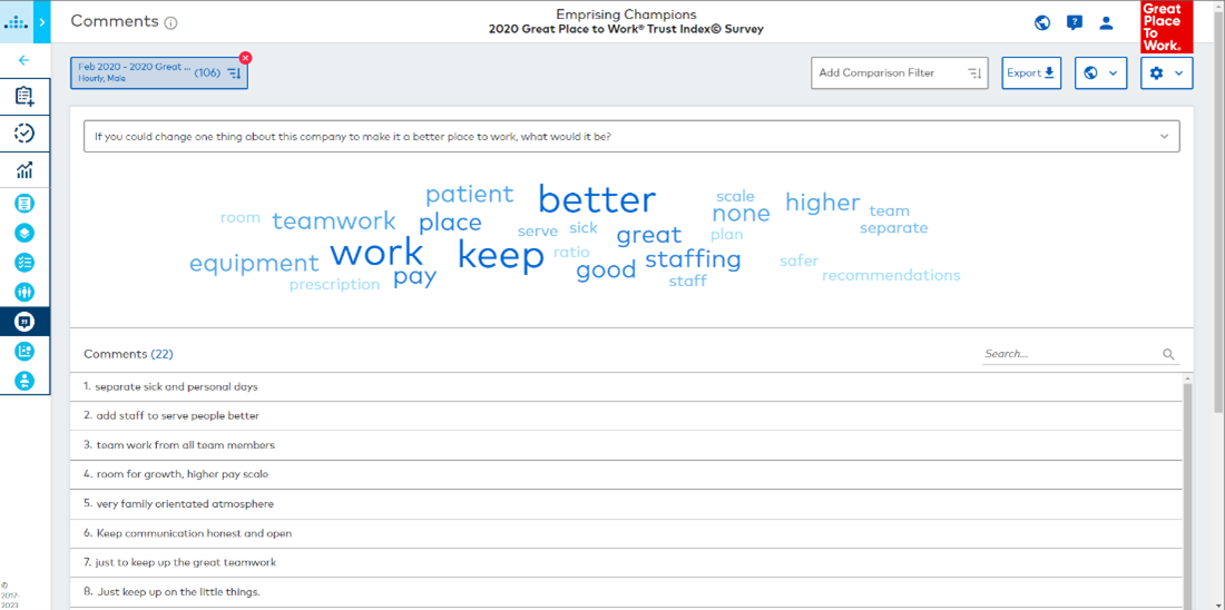 Trust Index Survey screenshot demographic segmentation