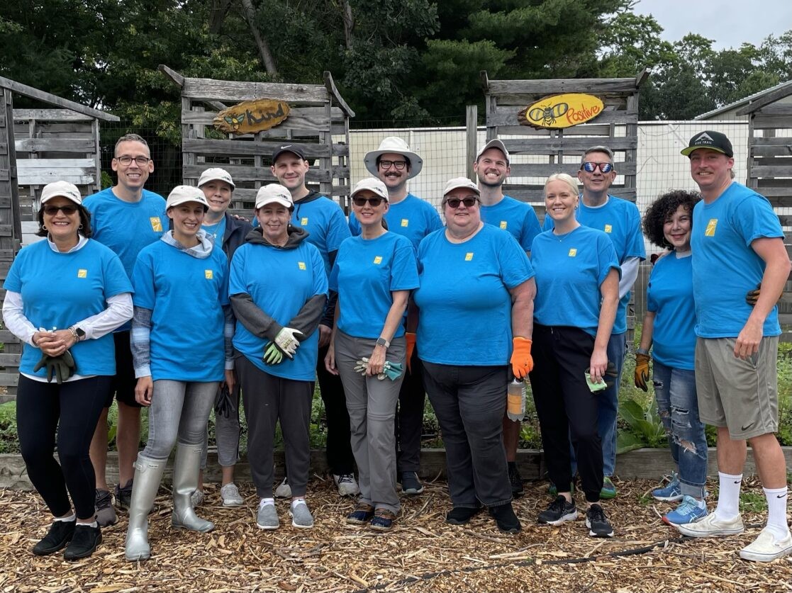  Employees volunteer in green initiatives at a garden