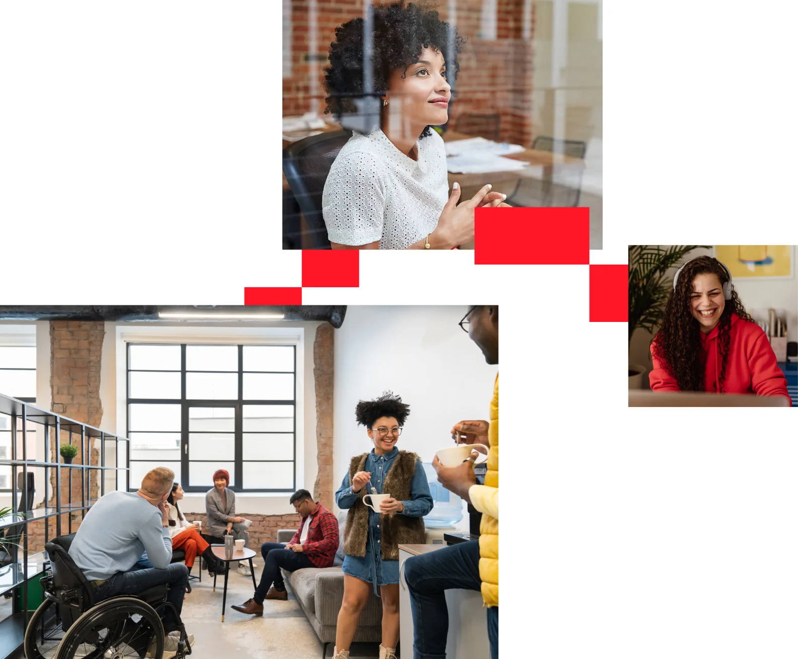  Employees at work both in the office and working from home