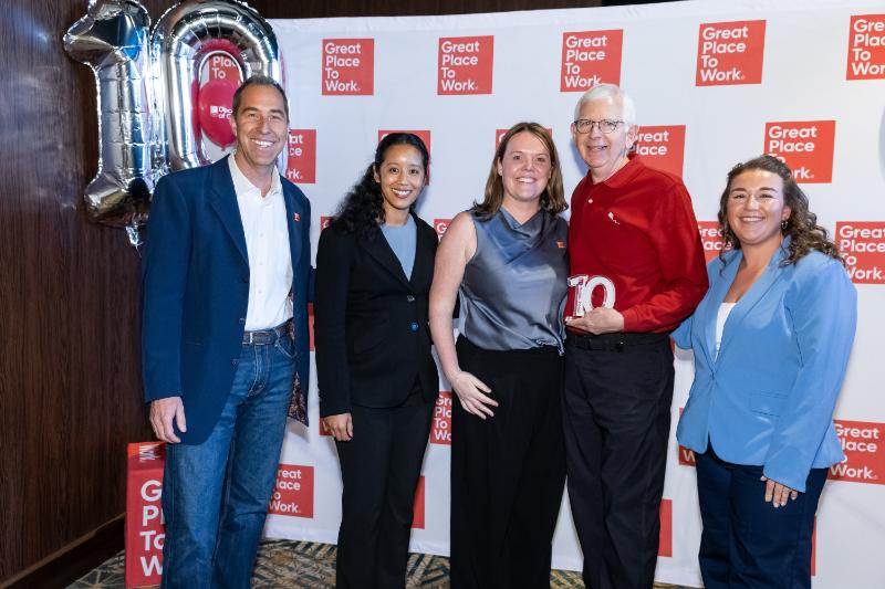 Paul Wolcott, Jessica Johnson, Claire Murphy, Sarah Whitley (Great Place To Work) and Cliff Reyle (Youth Villages)
