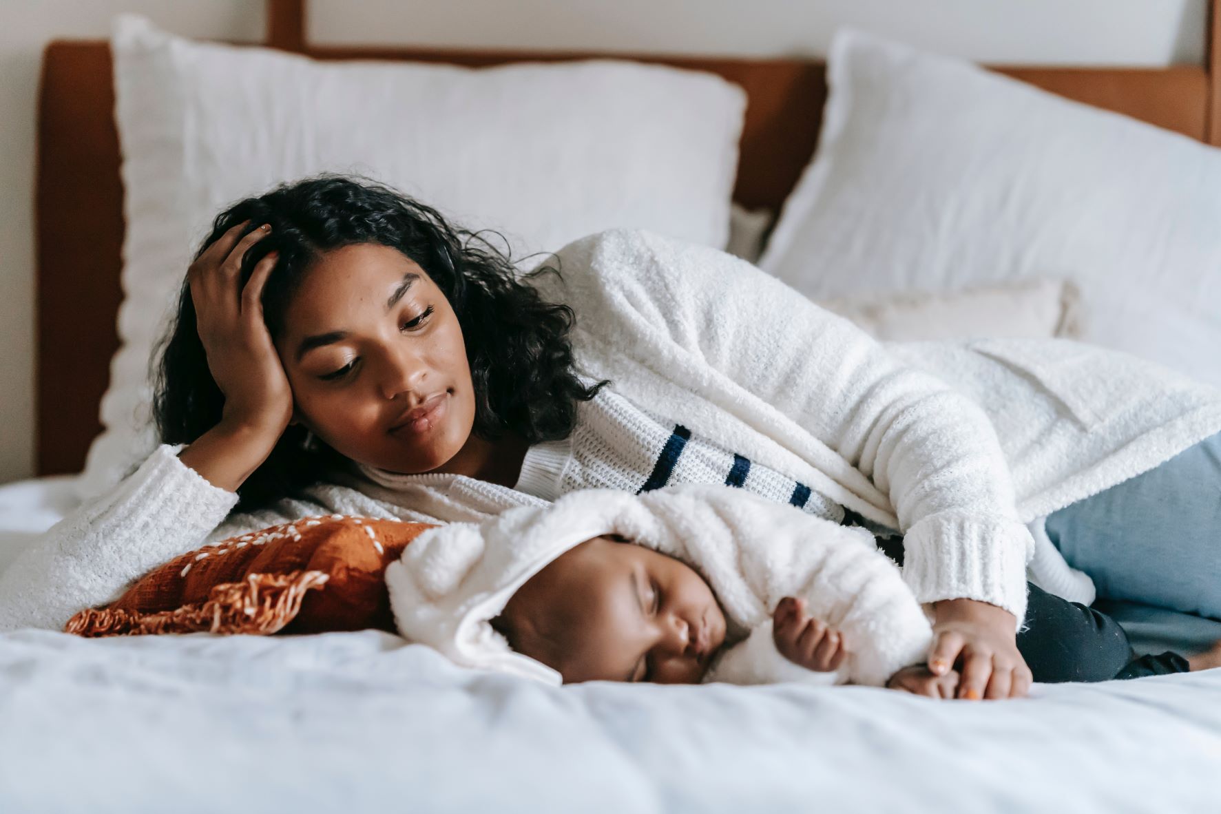  young black mother with her child