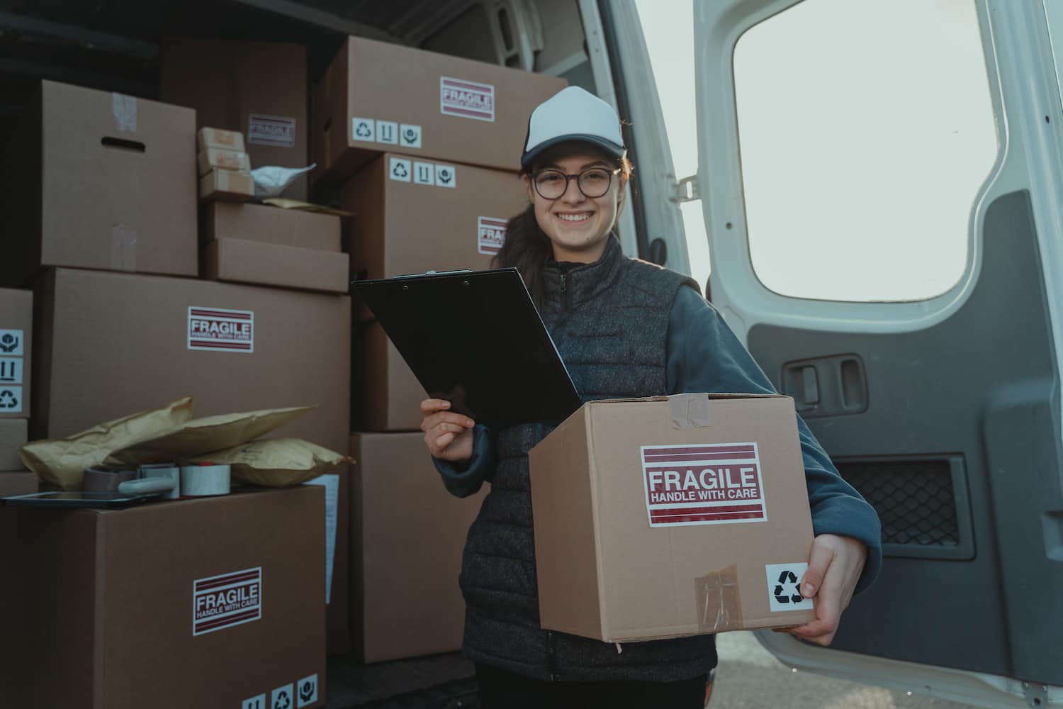  Young Gen Z worker delivering packages